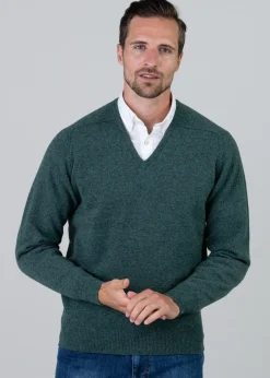 Clearance Leven 2 Ply Lambswool V-Neck - Knitwear