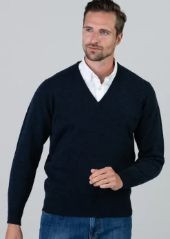 New Leven 2 Ply Lambswool V-Neck - Knitwear
