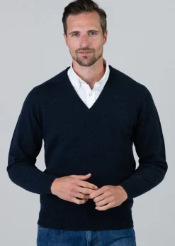 New Leven 2 Ply Lambswool V-Neck - Knitwear