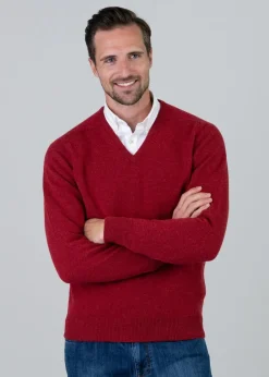 Clearance Leven 2 Ply Lambswool V-Neck - Knitwear