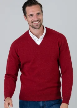Clearance Leven 2 Ply Lambswool V-Neck - Knitwear