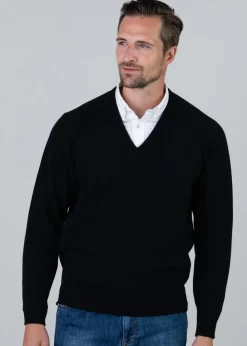 Clearance Leven 2 Ply Lambswool V-Neck - Knitwear
