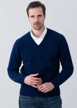 Clearance Leven 2 Ply Lambswool V-Neck - Knitwear