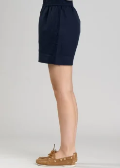 Best Linen Pull On Shorts - Evening Blue Women Shorts