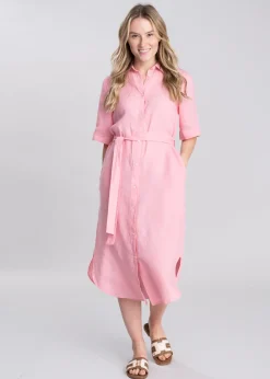 Discount Linen Shirt Dress - Women Dresses