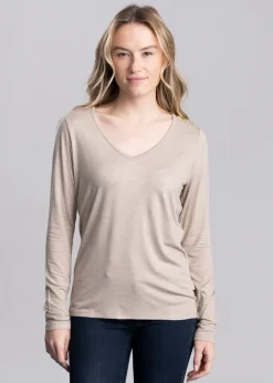 Clearance Long Sleeve V-Neck T-Shirt - Women Tops