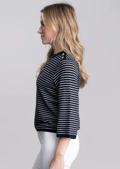 Fashion Macy Knitted Jumper - Dark Navy Stripe Women Knitwear
