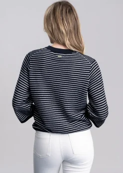Fashion Macy Knitted Jumper - Dark Navy Stripe Women Knitwear