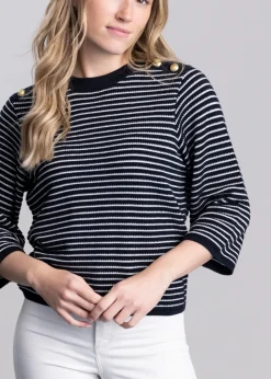 Fashion Macy Knitted Jumper - Dark Navy Stripe Women Knitwear