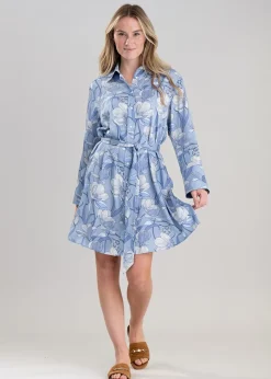Outlet Magnolia Shirt Dress - Dove Blue Women Dresses