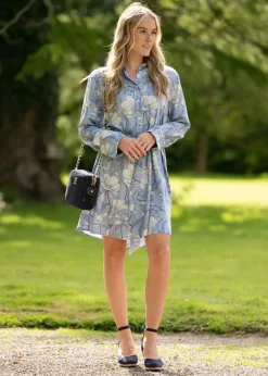 Outlet Magnolia Shirt Dress - Dove Blue Women Dresses