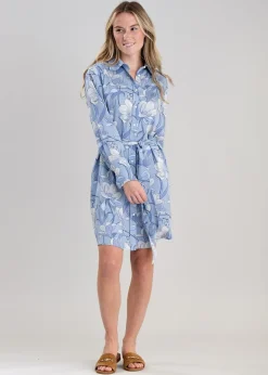 Outlet Magnolia Shirt Dress - Dove Blue Women Dresses