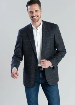 Best Midweight Tweed Jacket - Blue Herringbone with Blue, Rust and Red Check Tweed & Tailored Jackets