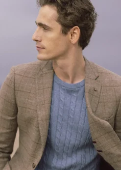Outlet Midweight Tweed Jacket - Oatmeal with Brown, Rust and Fawn Check Tweed & Tailored Jackets