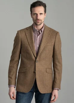 Best Milfield Tweed Jacket - Brown Herringbone with Purple and Green Overcheck Tweed & Tailored Jackets