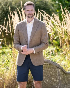 Best Milfield Tweed Jacket - Brown Herringbone with Purple and Green Overcheck Tweed & Tailored Jackets