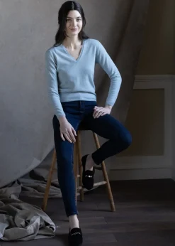 Sale Millie Cashmere Vee Neck - Women Knitwear