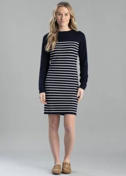 Sale Natalia Mini Dress - Ink Navy Stripe Women Dresses