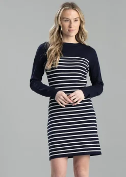 Sale Natalia Mini Dress - Ink Navy Stripe Women Dresses