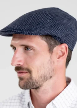 Discount Nisbet Tweed Cap - Blue and Grey Prince of Wales Check Tweed Flat Caps|Hats & Caps