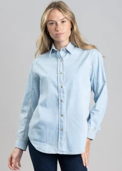 Hot Norah Shirt - Mid Blue Women Shirts And Blouses
