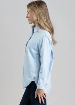 Hot Norah Shirt - Mid Blue Women Shirts And Blouses