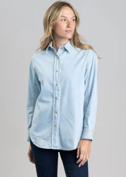 Hot Norah Shirt - Mid Blue Women Shirts And Blouses