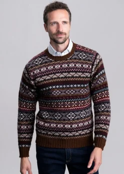 Online Ollaberry Crew Neck - Coffee Fairisle Knitwear