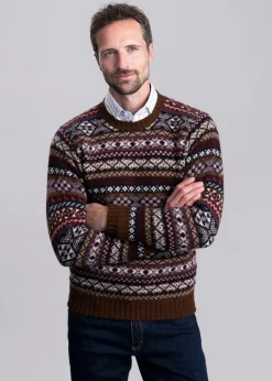 Online Ollaberry Crew Neck - Coffee Fairisle Knitwear