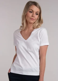 Clearance Original V-Neck T-Shirt - White Women Tops
