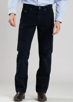New Overseer Luxury Moleskin Jeans - Navy Trousers & Jeans
