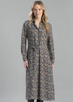 Online Paisley Shirt Dress - Persian Blue Women Dresses