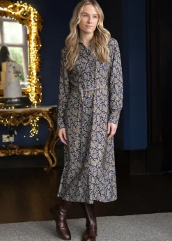 Online Paisley Shirt Dress - Persian Blue Women Dresses