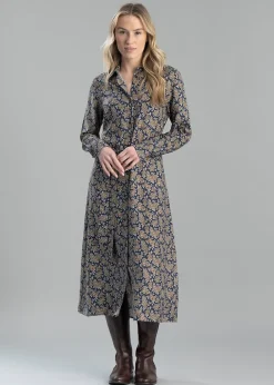 Online Paisley Shirt Dress - Persian Blue Women Dresses
