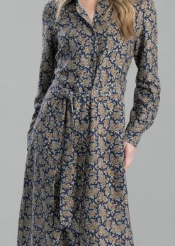 Online Paisley Shirt Dress - Persian Blue Women Dresses