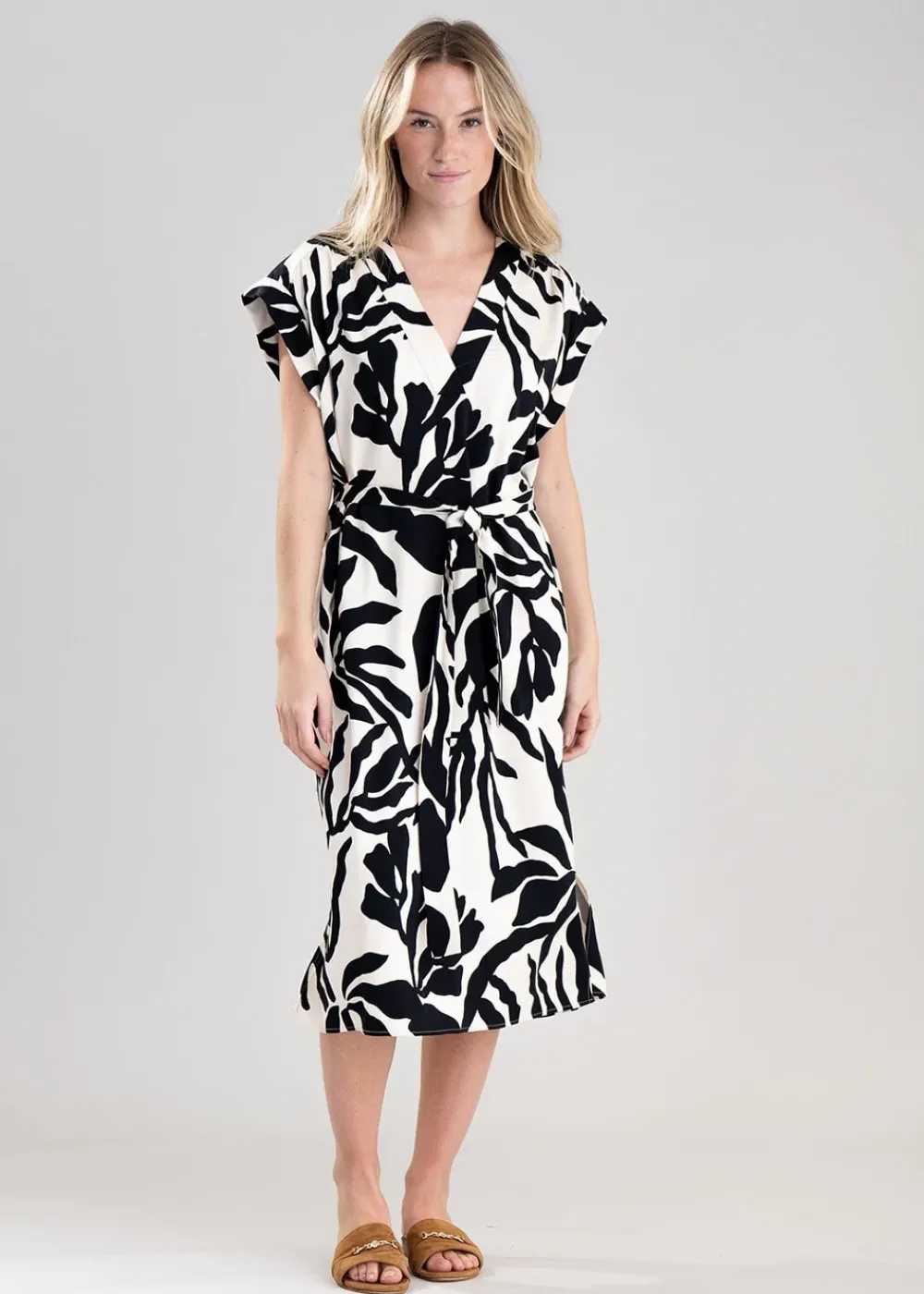 Discount Palm Print Dress - Women Dresses