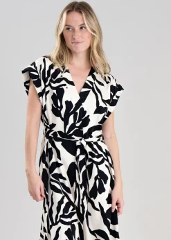 Discount Palm Print Dress - Women Dresses
