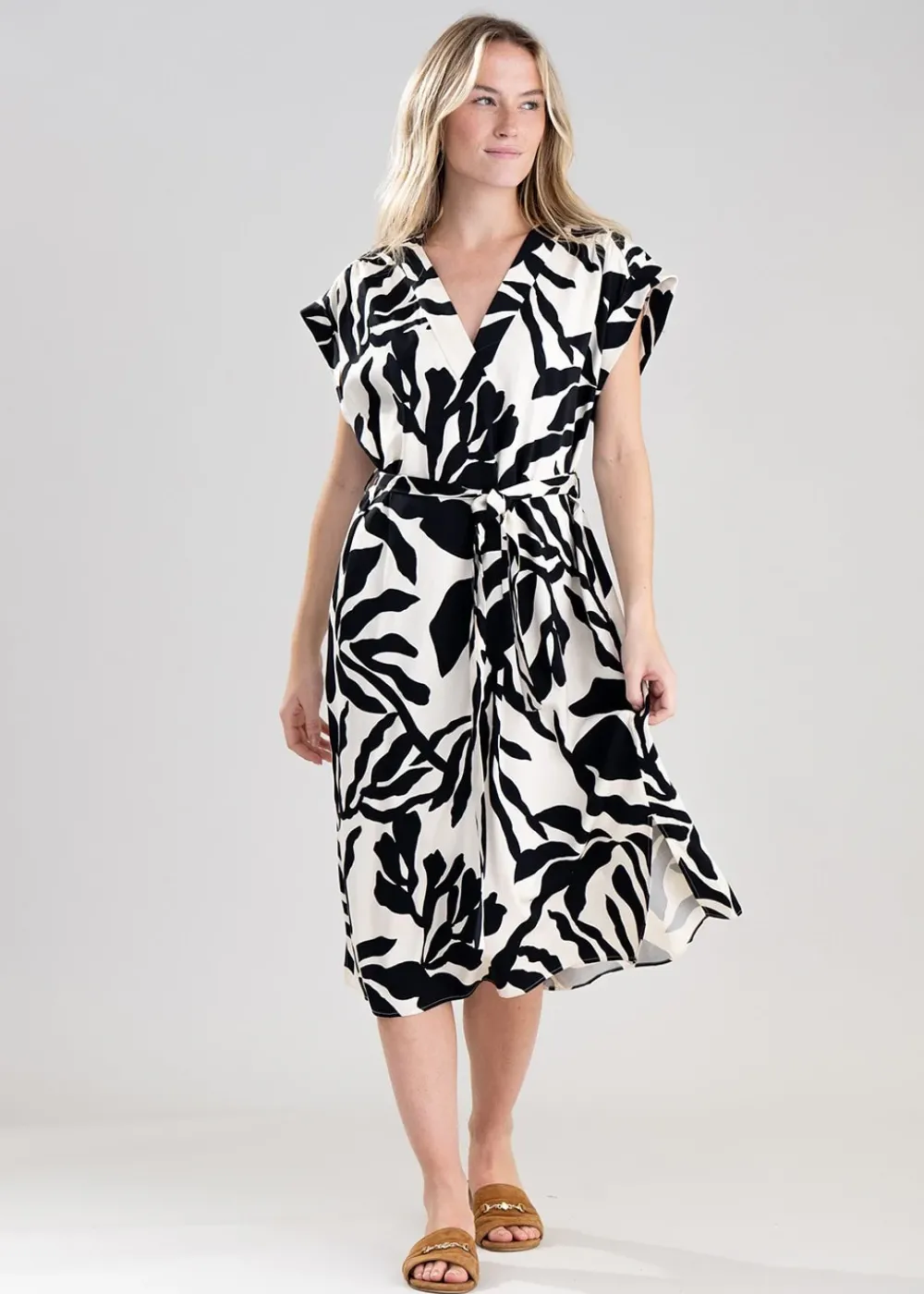 Discount Palm Print Dress - Women Dresses