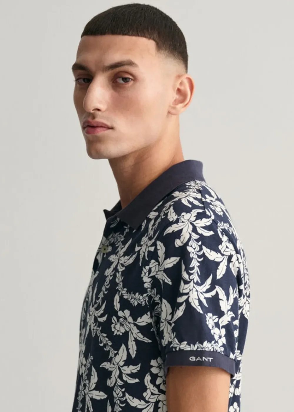 Best Palm Print Polo - Evening Blue Polo Shirts & T-Shirts