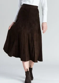 Discount Panel Suede Skirt - Brown Women Skirts