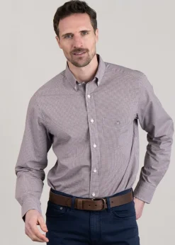 Best Poplin Micro Check Shirt - Plumped Red Shirts