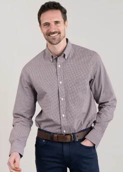 Best Poplin Micro Check Shirt - Plumped Red Shirts