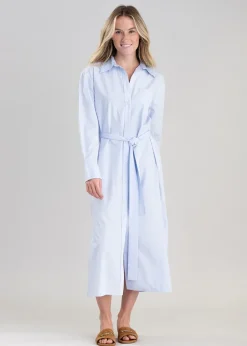 Discount Poplin Shirt Dress - Dove Blue Women Dresses