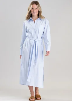 Discount Poplin Shirt Dress - Dove Blue Women Dresses