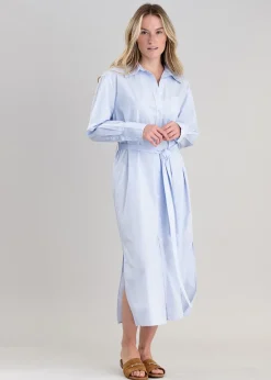 Discount Poplin Shirt Dress - Dove Blue Women Dresses
