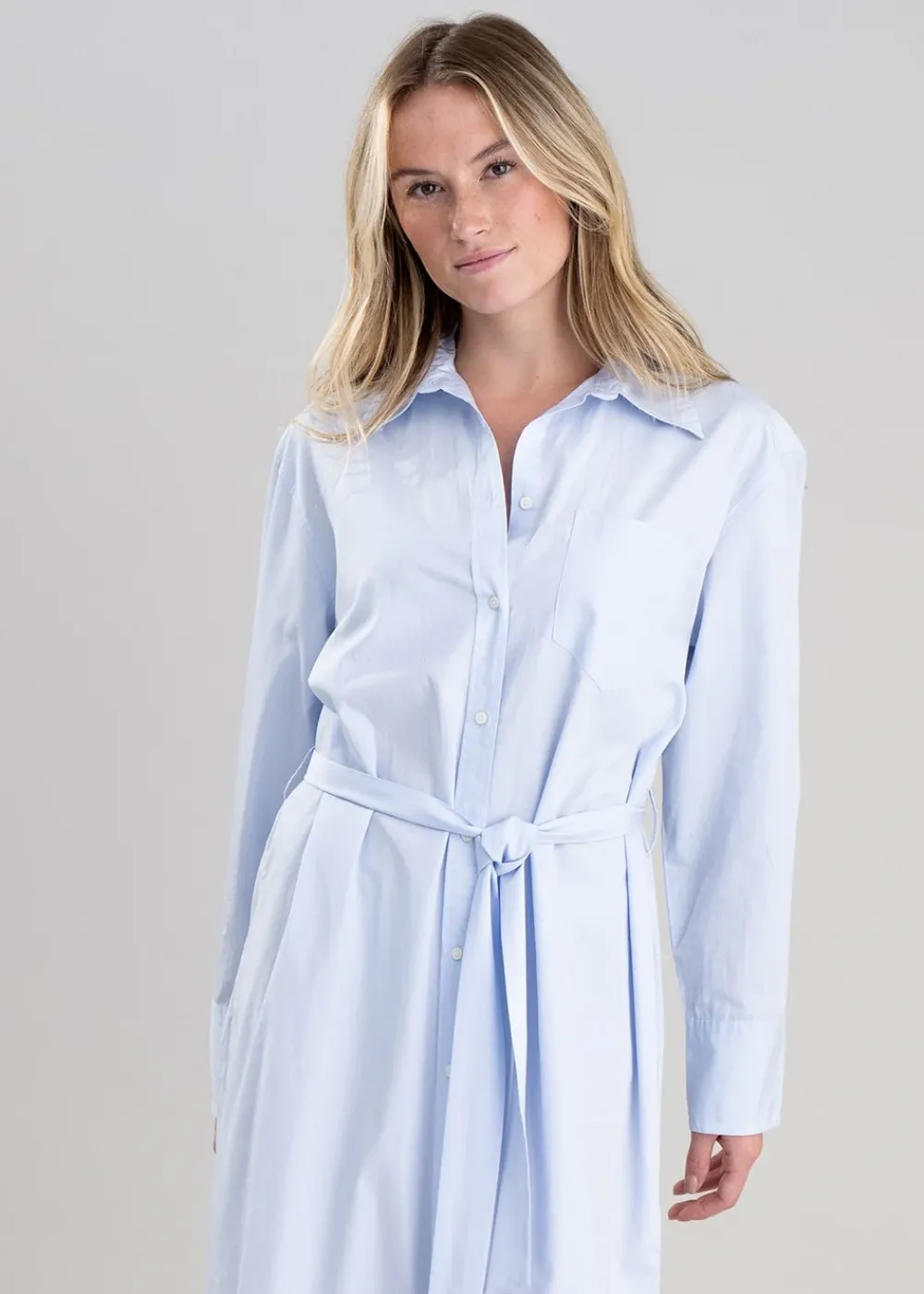 Discount Poplin Shirt Dress - Dove Blue Women Dresses