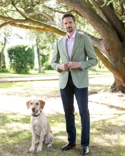 Best Powburn Tweed Jacket - Green Herringbone with Sky and Pink Check Tweed & Tailored Jackets