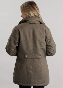 Hot Ptarmigan Tweed Coat - Loden Green Herringbone Tweed Women Coats & Jackets