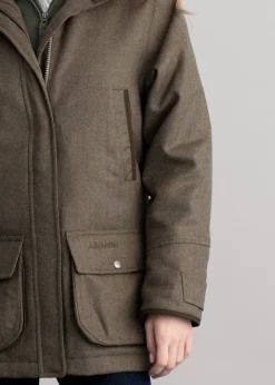Hot Ptarmigan Tweed Coat - Loden Green Herringbone Tweed Women Coats & Jackets