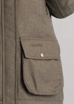 Hot Ptarmigan Tweed Coat - Loden Green Herringbone Tweed Women Coats & Jackets